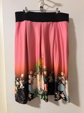 7th Avenue Design Studio by New York & Company Pink Floral Midi Skirt